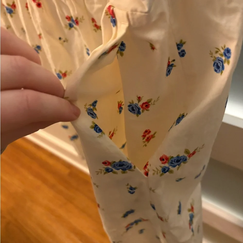 Floral women’s Dress - Cream with Red and Blue Accents - Picture 4 of 4